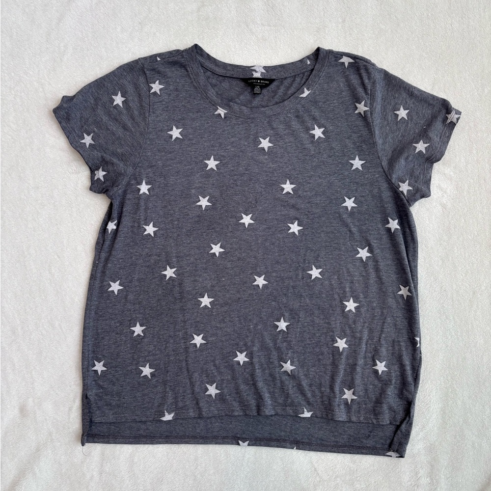 Lucky Brand blue- grey Star Print Women's Top